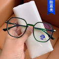 【3C VictoryEagle】Anti-blue light polygonal large frame flat mirror light frame plain glasses frame. 