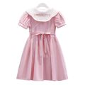 Girls College Style Dress Summer Thin Kids Sweet Skirt Foreign Style 2023 New Doll Collar Princess Dress. 