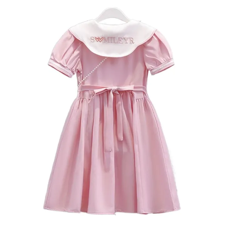 Girls%20College%20Style%20Dress%20Summer%20Thin%20Kids%20Sweet%20Skirt%20Foreign%20Style%202023%20New%20Doll%20Collar%20Princess%20Dress%20-%20Image%205