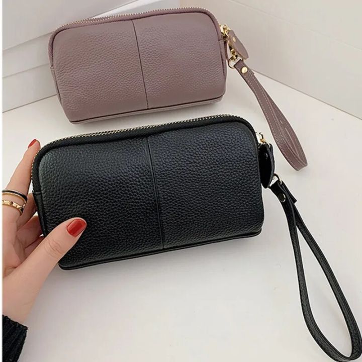 Genuine Leather Women's Handbag 2023 New Zipper Fashion Trend Grab Bag Wholesale Top Layer Cowhide Simple Wallet Crossbody Bag