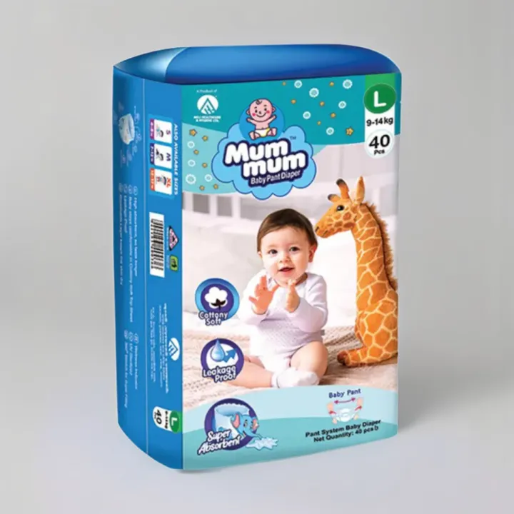 Akij Mum Mum Pant Disposable Diapers L Size (9-14kg): 40 pcs