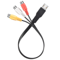 1Pc Usb Male Plug To 3 Female Adapter Audio Converter Video Av A/V Cable Usb To Cable For Hdtv Tv Television Wire Cord.