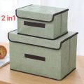 supergogosupply #COD 2in1 Plain Color Foldable Storage Box Organizer With Cover set Multifunction. 
