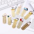 Cute Stationery Cartoon Reading Paper Cilp Japanese Metal Bookmark Kittens Book Mark Bookmark Cat Bookmark. 