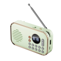 Portable FM Radio Rechargeable Small Wireless Bluetooth Speaker Surround Stereo Sound USB Vintage Radios Light Green.