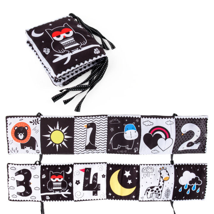Black and White High Contrast Soft Cloth Book Baby Newborn Sensory Toys