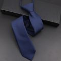 Men's Lazy Tie Solid Color Skinny Zipper Ties Red Black Blue Brown Slim Necktie Wedding Party Suit Dress Shirt Accessories Gift.