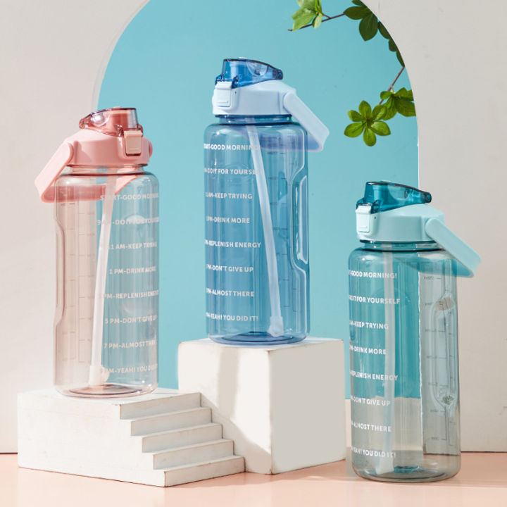 2 Liters Plastic Kettle Large Portable Travel Water Bottle with Straw Sports Fitness Cup High Value Cup Adult Universal