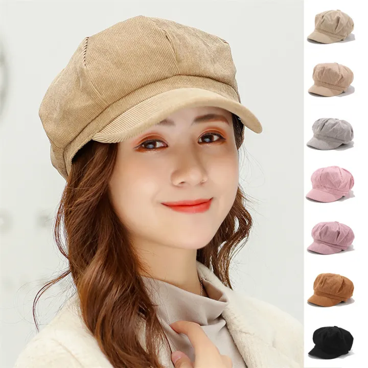 Ladies%20Womens%20Girls%20Corduroy%20Baker%20Boy%20Peaked%20Cap%20Winter%20Newsboy%20Hat%20-%20Image%202