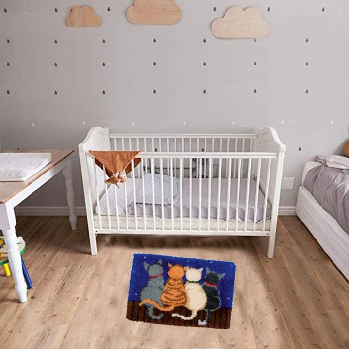 Latch%20Hook%20Rug%20Kits%20Crocheting%20Carpet%20Rug%20Cats%20Yarn%20Pre-Printed%20-%20Image%204