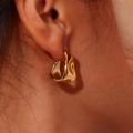 E.B.belle Abstract Geometric Trapezoid Shape Creole Stainless Steel Earrings For Woman Unusual Earrings Women's Ear Creoles. 