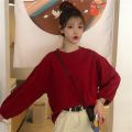 2023 New Autumn Korean Style Loose ins Preppy Style Lantern Sleeve Thin Long Sleeve T T-shirt Women's Student Shirt Fashion. 