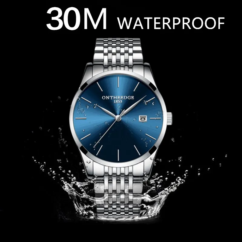ONTHEEDGE Ultra-thin Men Business Watch Waterproof Quartz Watches