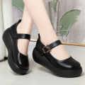 Spring Fashion Wedge Round Toe Soft Bottom Lolita Shoes Women Cute Vintage Mary Jane Shoes Chunky College Student Shoes.