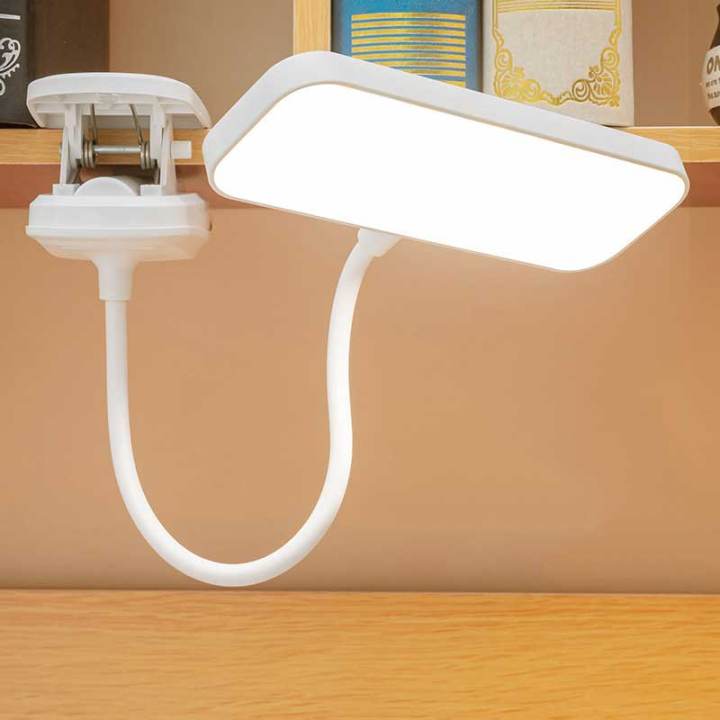 360° Flexible Table Lamp With Clip Stepless Dimming Led Desk Lamp USB Rechargeable Bedside Night Light For Study Reading Office Work