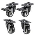 4 pcs set Heavy Duty Caster Wheels Soft Rubber Swivel Caster with 360 Degree - 1.5 inch (2 with Brakes & 2 Without).