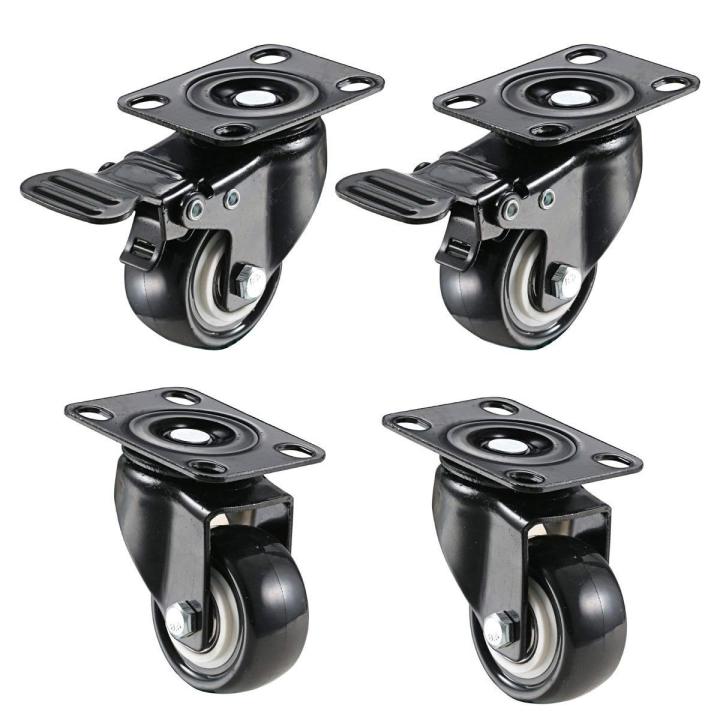 4%20pcs%20set%20Heavy%20Duty%20Caster%20Wheels%20Soft%20Rubber%20Swivel%20Caster%20with%20360%20Degree%20-%201.5%20inch%20(2%20with%20Brakes%20&%202%20Without)%20-%20Image%202