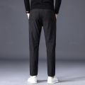 Autumn Winter Men's Casual Pants Business Stretch Slim Fit Elastic Waist Jogger Korean Classic Thick Black Gray Trousers Male. 