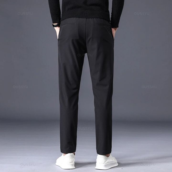 Autumn%20Winter%20Men's%20Casual%20Pants%20Business%20Stretch%20Slim%20Fit%20Elastic%20Waist%20Jogger%20Korean%20Classic%20Thick%20Black%20Gray%20Trousers%20Male%20-%20Image%204