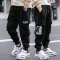 EACHIN Boys Pants Boy Letter Print Cotton Sweatpants Casual Korean Cargo Pants Fashion Teenage Kids Sport Multi-pocket Pants.