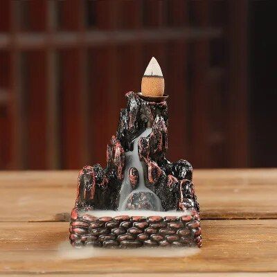 【Daily Necessities For Anyone Store】Decor Resin Incense Holder Artificial Mountain Backflow Burner