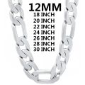 solid 925 Sterling Silver necklace for men classic 12MM Cuban chain 18-30 inch Charm high quality Fashion jewelry wedding. 