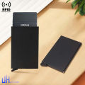 Popup card holder wallet Rfid Credit Card Holder Metal Thin Slim Smart Wallet Men Women Wallets Pop Up Minimalist Small Black Purse Mini Wallets for Men. 