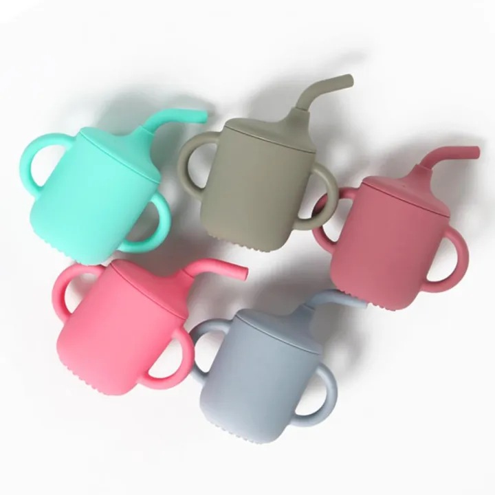 Back Bay Play Silicone Sippy Cups for Baby 6+ Months with Straw - Toddler Cups with Straw - Straw Sippy Cup for 1 Year Old