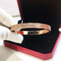 [02] foreign trade titanium steel jewelry wholesale fashion party dinner wear item double row diamond bracelet. 