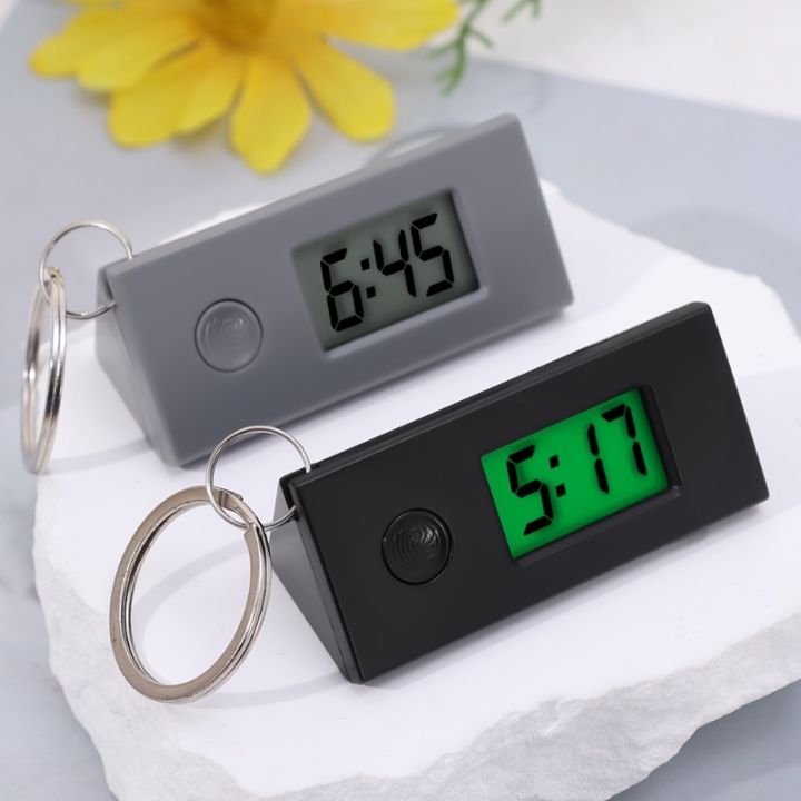 Small Lightweight Portable Practical Simple Pocket Digital Clock Luminous Silent ABS Keychain Backpack Buckle Electronic Clock Work Study Exam Supplies