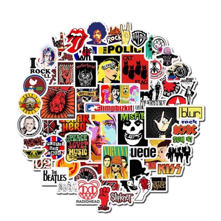 Cartoon Rocker Sticker 【happy one】50pcs Stickers Hip Hop Rock & Band Cartoon Character ...