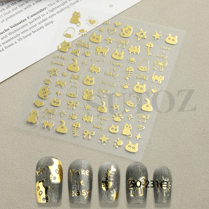 Cartoon%20Black%20Cats%20Nails%20Sticker%20Graffiti%20Painting%20Cute%20Kitten%20Black%20White%20Gold%20Silver%20Color%20Design%20Decals%20Nail%20Art%20Decor%20SO231%20-%20Image%206