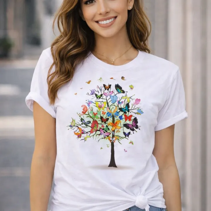 Sky%20Blue%20Fashionable%20Tops%20Ladies%20Short%20Sleeve%20Casual%20Girls%20Print%20Cotton%20New%20T-Shirt%20For%20Women%20-%20Image%202