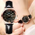 Leather Strap Dual Calendar Life Waterproof Ladies Watch Luminous Week Calendar Function Women's Fashion Quartz Watch Date Watch.
