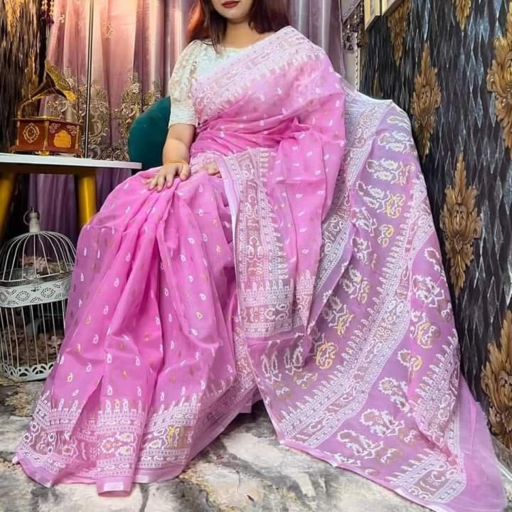 Katan designer block print Half Silk Saree For Woman