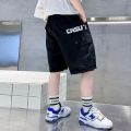 Khaki cargo shorts, men's summer, American, loose, retro, five-point pants, trendy brand, wear sports pants black. 
