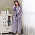 Winter Flannel Couple Nightgown Women's Lengthen and Thicken Red Wedding Bathrobe Fleece-Lined Men's Winter Pajamas Robe. 