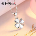 s999 sterling silver necklace women's Korean version fashion lucky glossy four-leaf clover pendant clavicle chain jewelry factory direct sales.