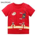 SAILEROAD Summer T Shirt Cotton Short Sleeve Cartoon Vehicles Excavator T-shirts Kids Tee Girl Tops Boys Children Clothes.