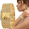 Simple Square Gold Ladies Watch Fashion Classic Alloy Diamond Bracelet Ladies Watch Gold Silver Diamond Scale Dial Quartz Reloje. 