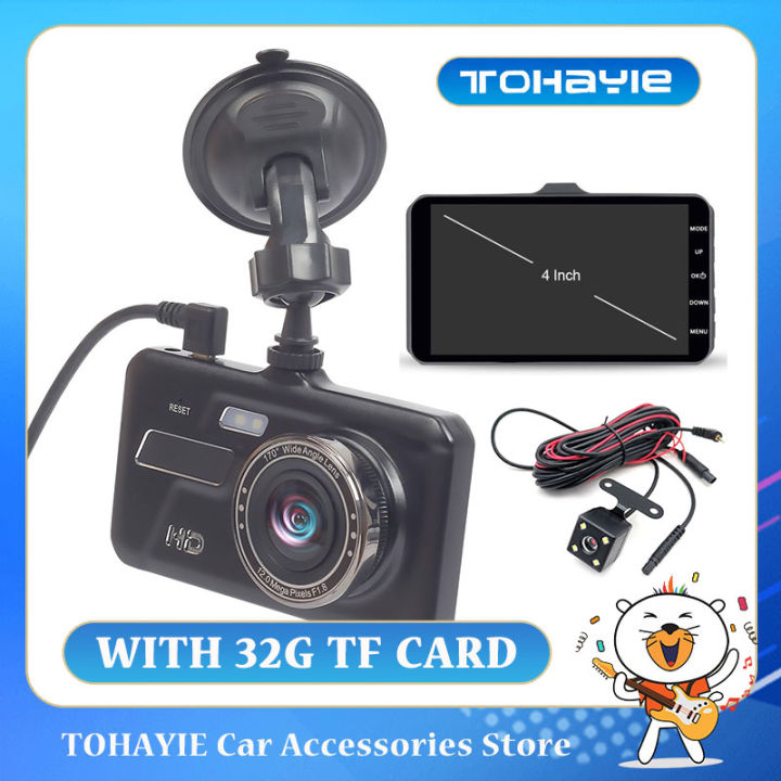TOHAYIE%204%20Inch%20IPS%20Touch%20Screen%20Dash%20Cam%201080P%20Car%20DVR%20Dual%20Lens%20Car%20Camera%20Dashcam%20Wide%20Angle%20Video%20Recorder%20Rear%20Camera%20Night%20Vision%20(with%2032G%20TF%20Card)%20-%20Image%202
