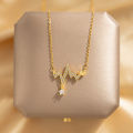 Luxury 18k Gold Stainless Steel Zircon Heart Locket Pendant Necklace Women Non Tarnish Cat Planet Necklace. 