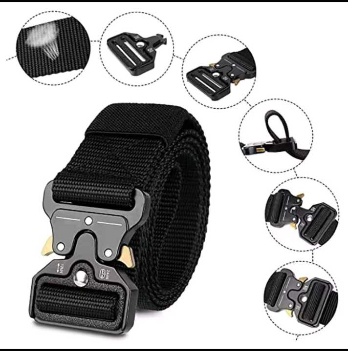 Fashionable High Quality Men Black Nylon Belt Outdoor Automatic Buckle Canvas Belts
