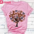 New women's butterfly tree printing T-shirts.