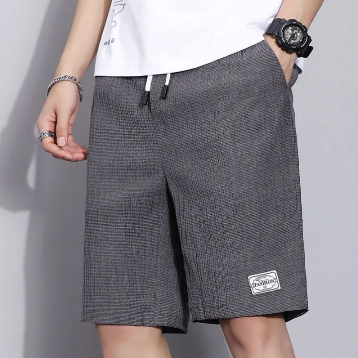 Summer%20Men's%20Ice%20Silk%20Shorts%20Thin%20Sports%20Quick-Drying%20Knee%20Length%20Pants%20Casual%20Pants%20Beach%20Five%20Points%20Large%20Trunks1/2-Piece%20-%20Image%202