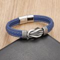 Classic Style New Year Gift 7 Options Stainless Steel Leather Men's Bracelet Multi-color Magnet Buckle DIY Size Custom LOGO.