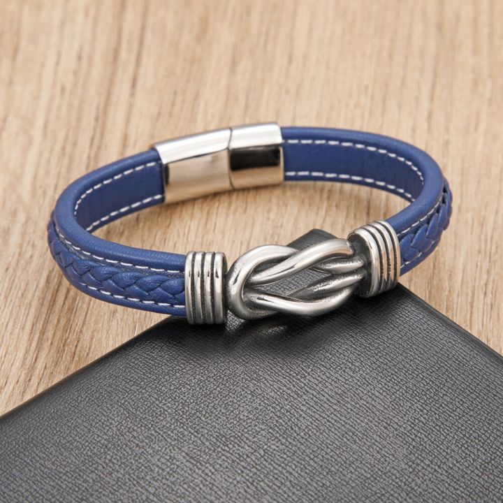 Classic Style New Year Gift 7 Options Stainless Steel Leather Men's Bracelet Multi-color Magnet Buckle DIY Size Custom LOGO