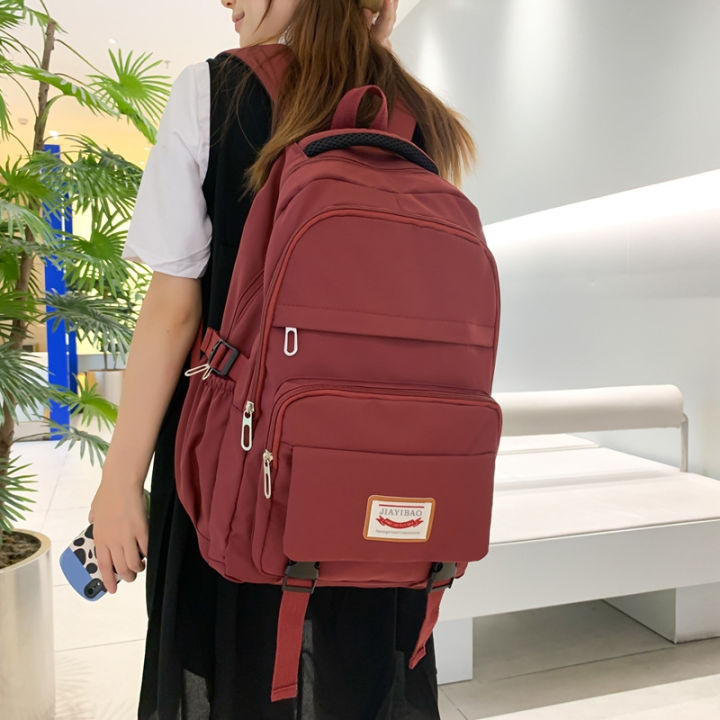 New middle and high school college students class school bag, large capacity, simple casual and versatile, solid color travel backpack for men and women