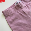 Girls Cotton Ribbed Lettuce Cuff Full-Length Leggings From Levin.