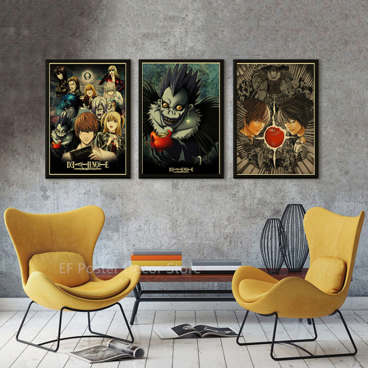 Classic%20Anime%20Death%20Retro%20Poster%20Aesthetic%20Prints%20Ryuk/Light/L%C2%B7Lawliet%20Painting%20Manga%20Vintage%20Home%20Room%20Club%20Art%20Wall%20Decor%20-%20Image%203